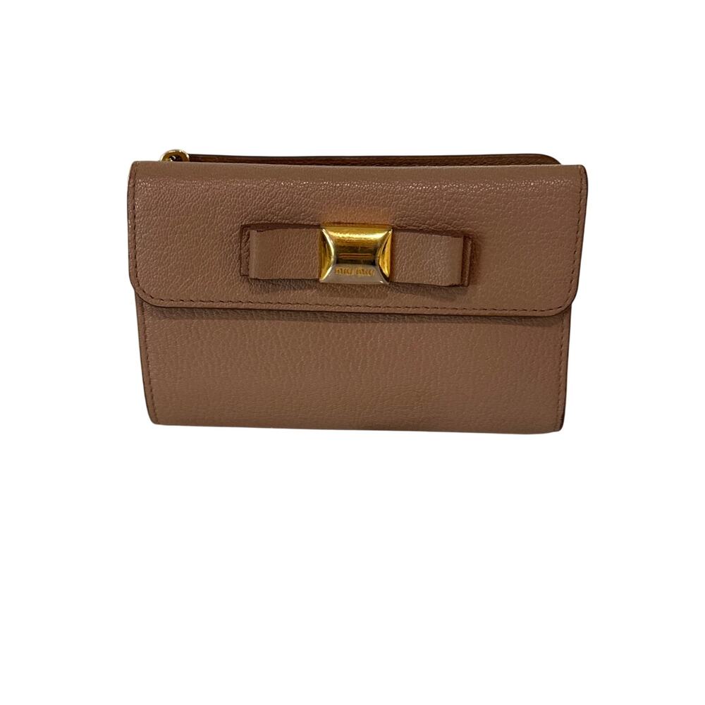 Miu Miu Madras Fiocco Walley in Cammeo Pink/Beige